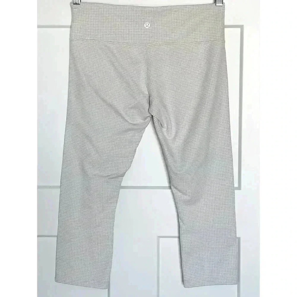 Lululemon Women’s Cream Check Low Rise Wunder Under Crop Pant 20” Size 8 Stretch - Picture 2 of 3